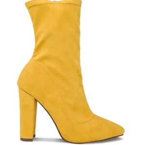 yellow bootie heels